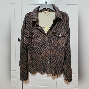 JODIFL Zebra Print Utility Jacket in Brown and Black